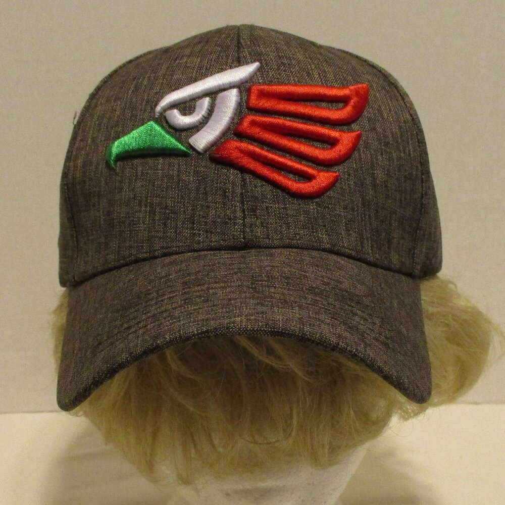 AZTEC Eagle Hat NEW Woman Adjustable Back Gray Green White Embroidered Hat